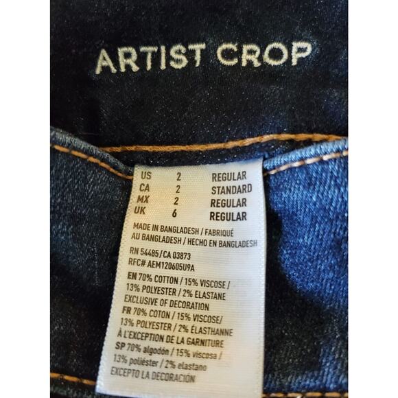 AMERICAN EAGLE Women's Size 2 Jeans Artist Crop Super Stretch Logo Waist 26" - Picture 4 of 8